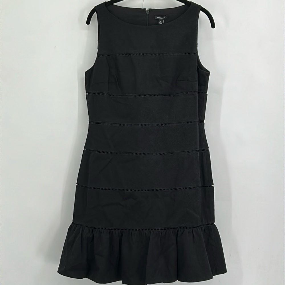 Ann Taylor Black Sleeveless Sheath Dress Flounce Hem NWT Size 6
